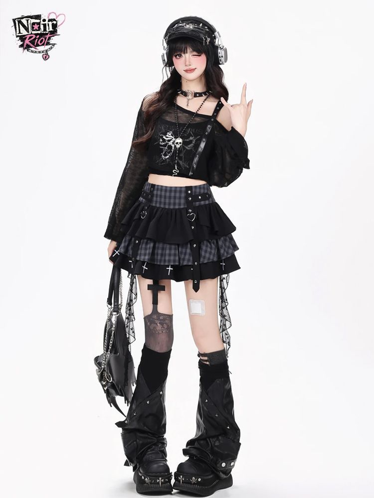 Y2K Punk Gothic Kawaii 3PCS Se - Elastic Lace Trim ulasan dan harga