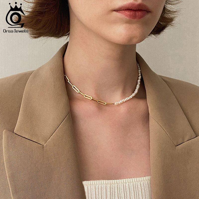 ORSA JEWELS Half Pearl Chain C - Pearl Trim Chain ulasan dan harga