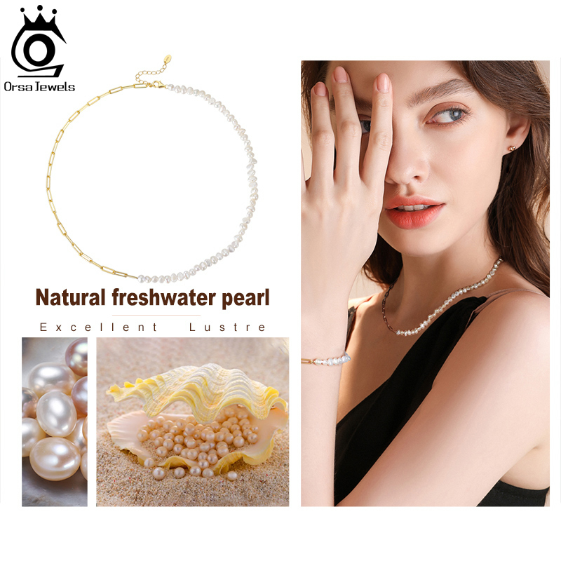 ORSA JEWELS Half Pearl Chain C - Pearl Trim Chain ulasan dan harga