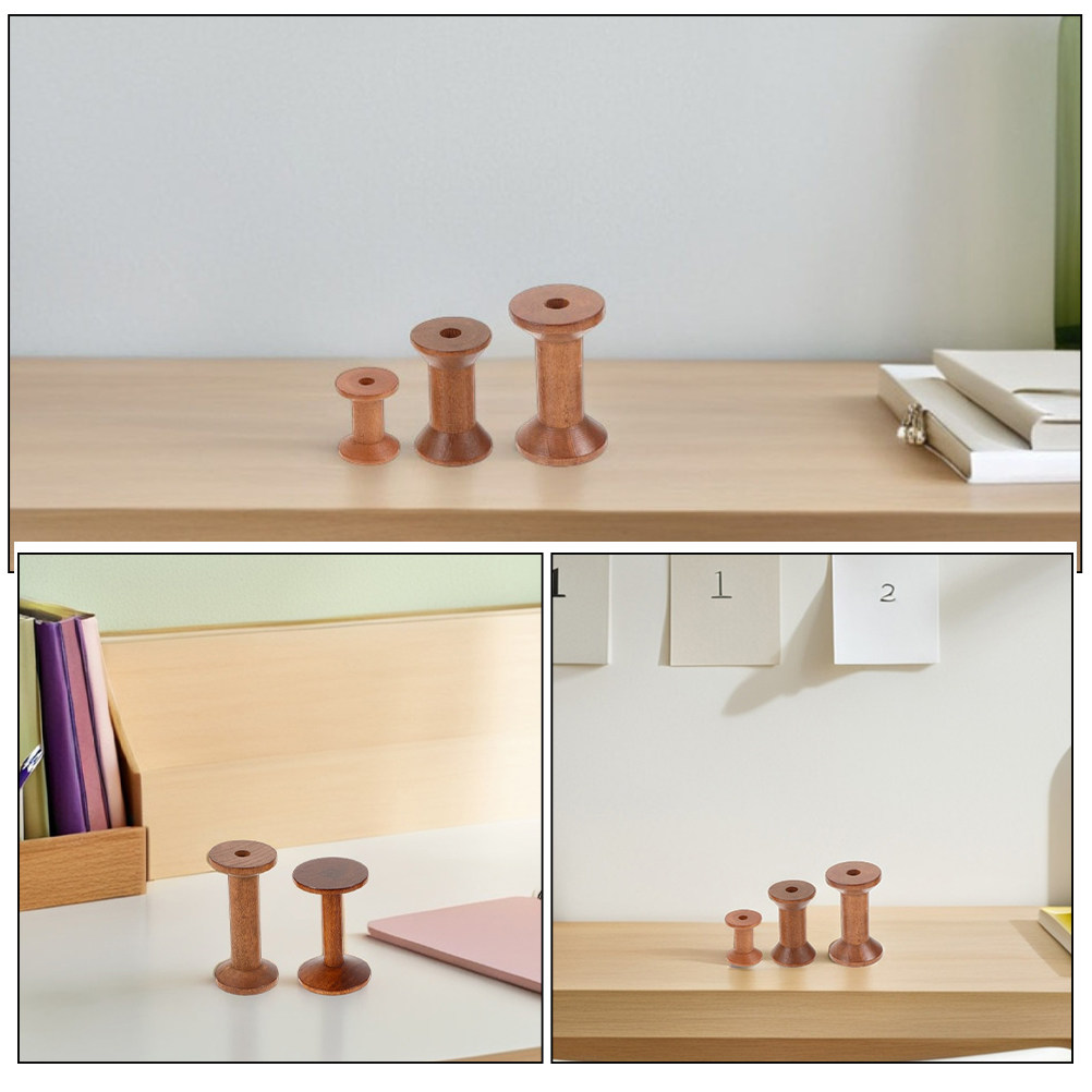 6Pcs Vintage Wood Spools Empty - Embroidery Craft ulasan dan harga