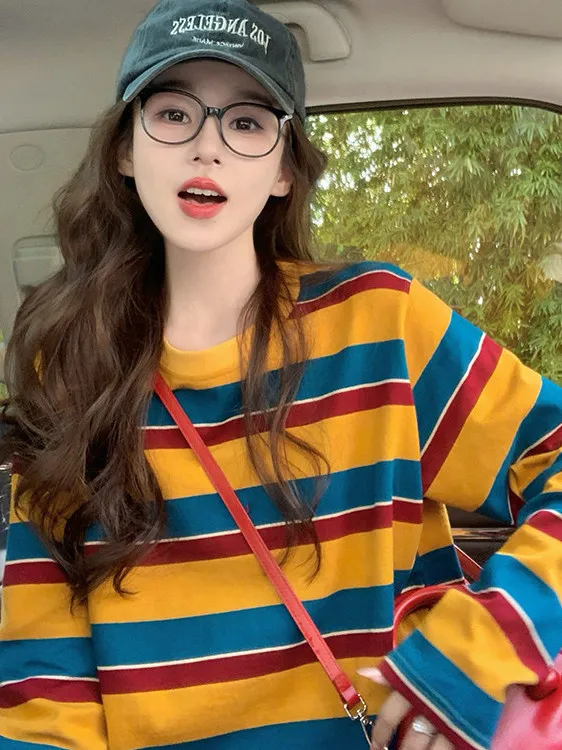 Women Color Block Striped Long - Embellish Knit ulasan dan harga