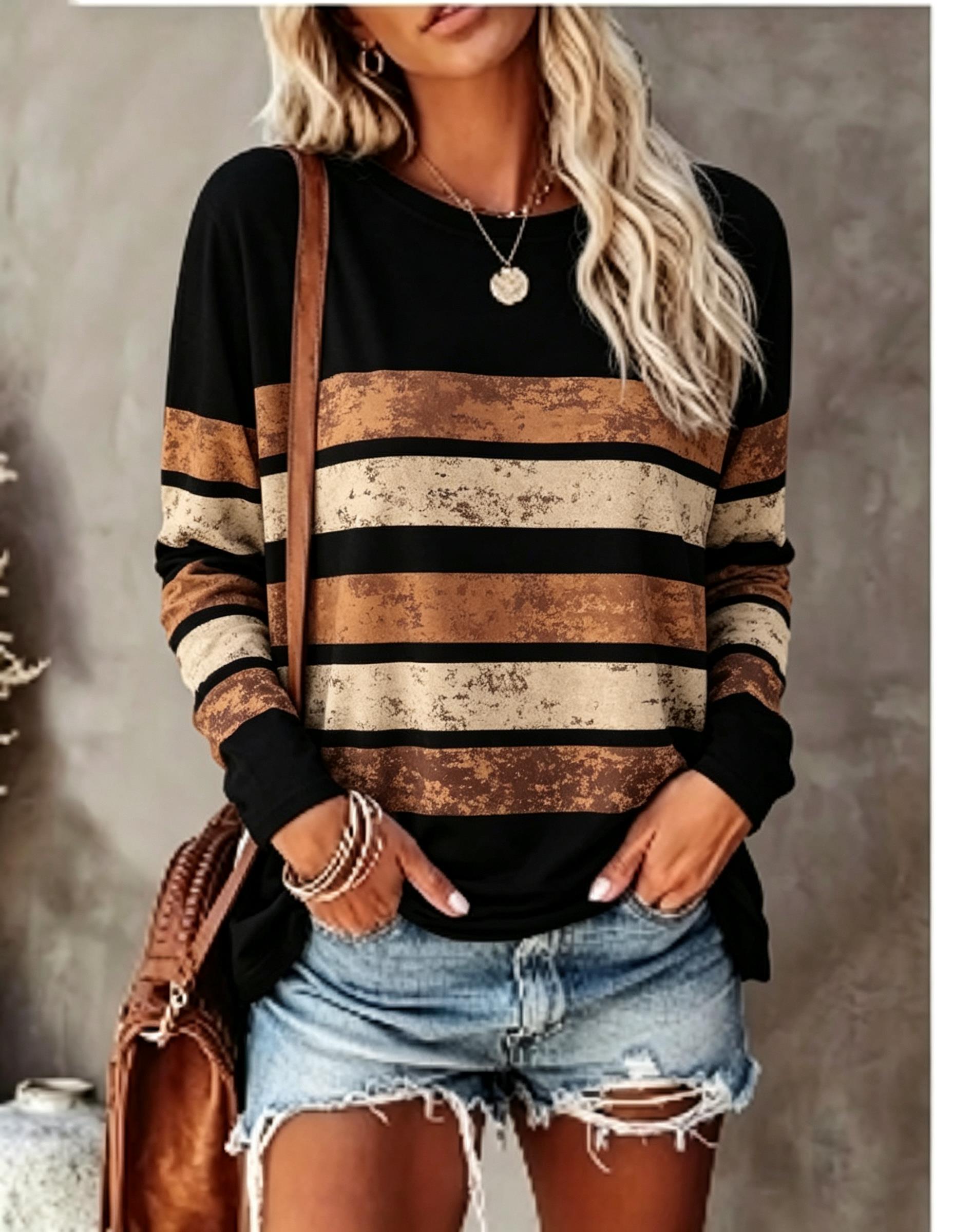 Women Long Sleeve T‑Shirt Vint - Embellish Knit ulasan dan harga