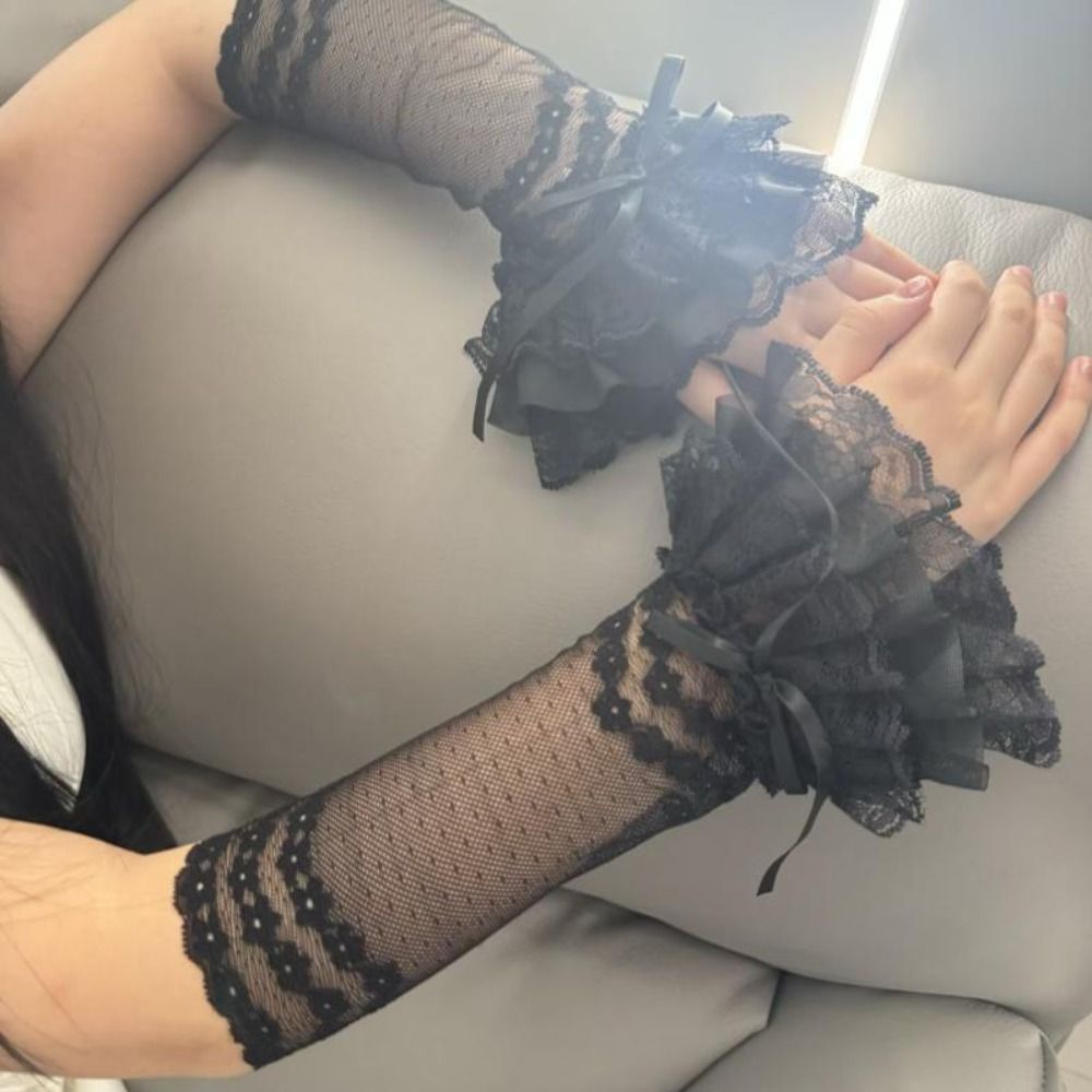 Hollow Out Lace Fingerless Glo - Elastic Lace Trim ulasan dan harga