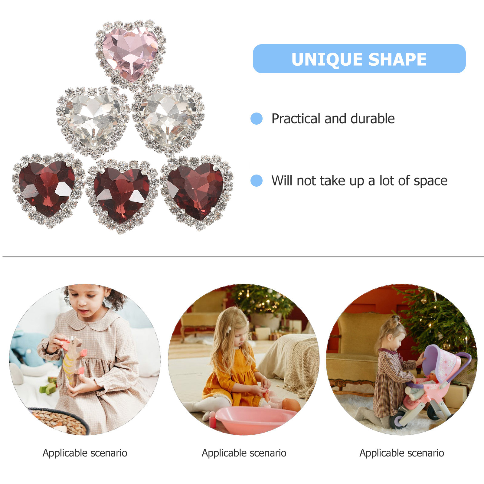 30Pcs Heart Shape Alloy DIY Cr - Embellishment Glue Craft ulasan dan harga