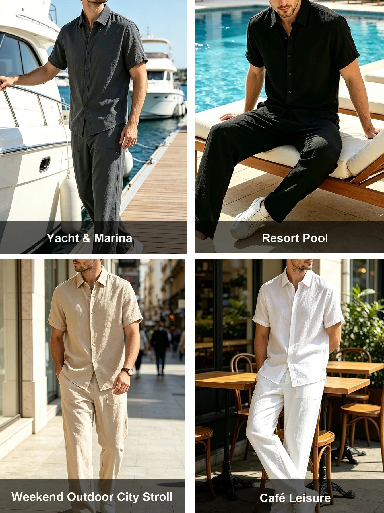 Men Summer Vacation Outfit 2 P - Embellish Knit ulasan dan harga